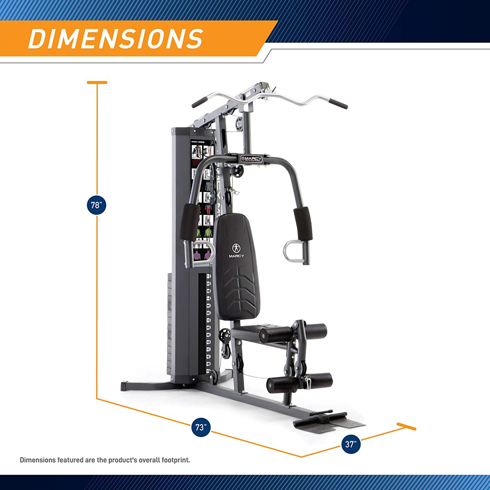Marcy MWM-7454 Stack Home Gym Full Body Workout Station, White (Open Box)