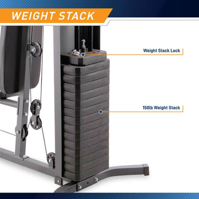 Marcy MWM-4965 Stack Multifunctional Home Gym Full Body Workout Station, Black