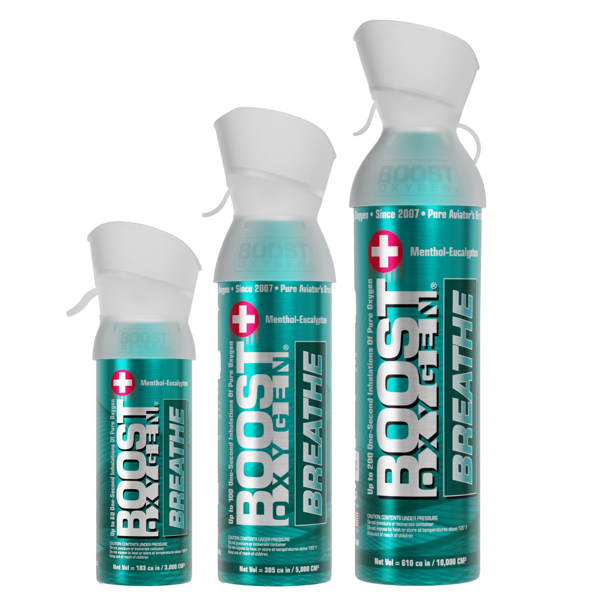 Boost Oxygen 3 Liter Portable Pocket Sized Canister w/ 5 Liter and 10 Liter Cans