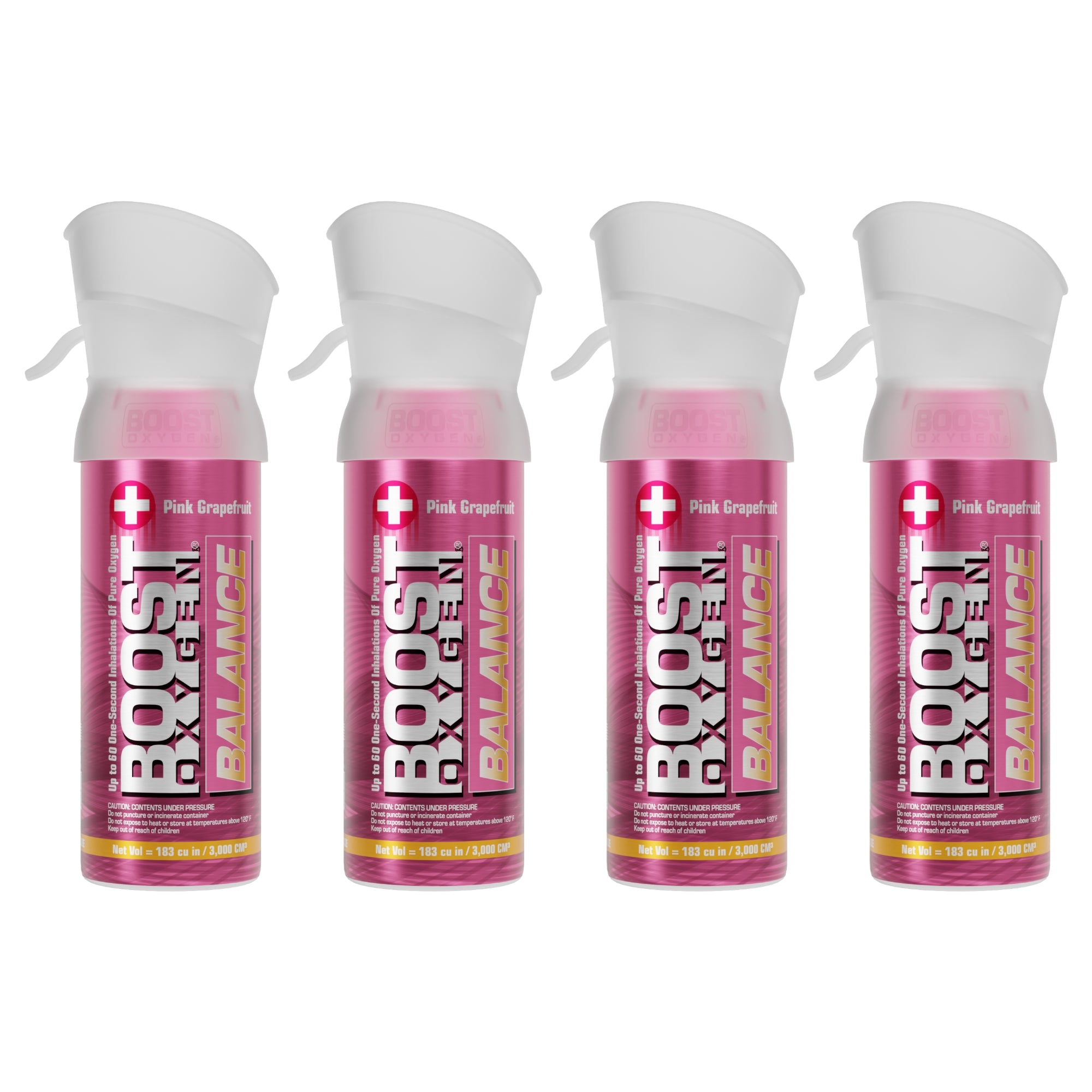 Boost Oxygen Pocket Sized Canned Oxygen w/ Mouthpiece, Pink Grapefruit (4 Pack) - VMInnovations
