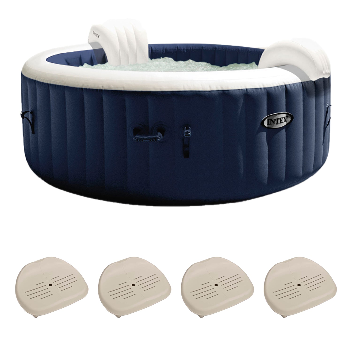 Intex 6 Person Pop Up Hot Tub Bundled w/ PureSpa Slip-Resistant Seats (4 Pack) - VMInnovations