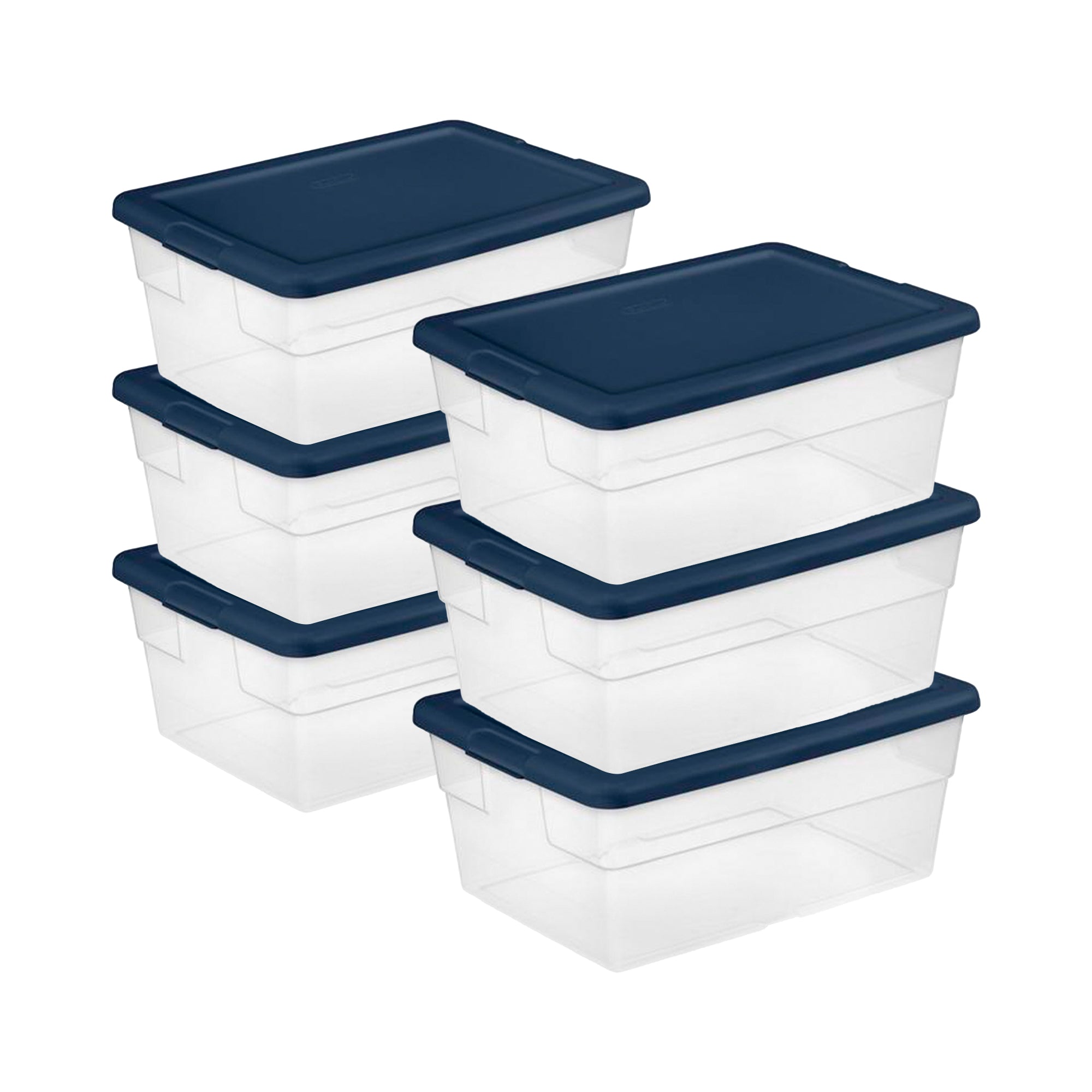 Sterilite Stackable 16 Qt Storage Box Container, Clear with Blue Lid, (12 Pack) - VMInnovations