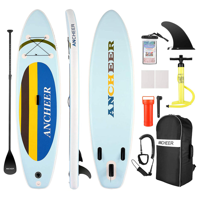 Ancheer 10 Foot Inflatable Stand Up Paddle Board w/ Accessories and Bag, Yellow