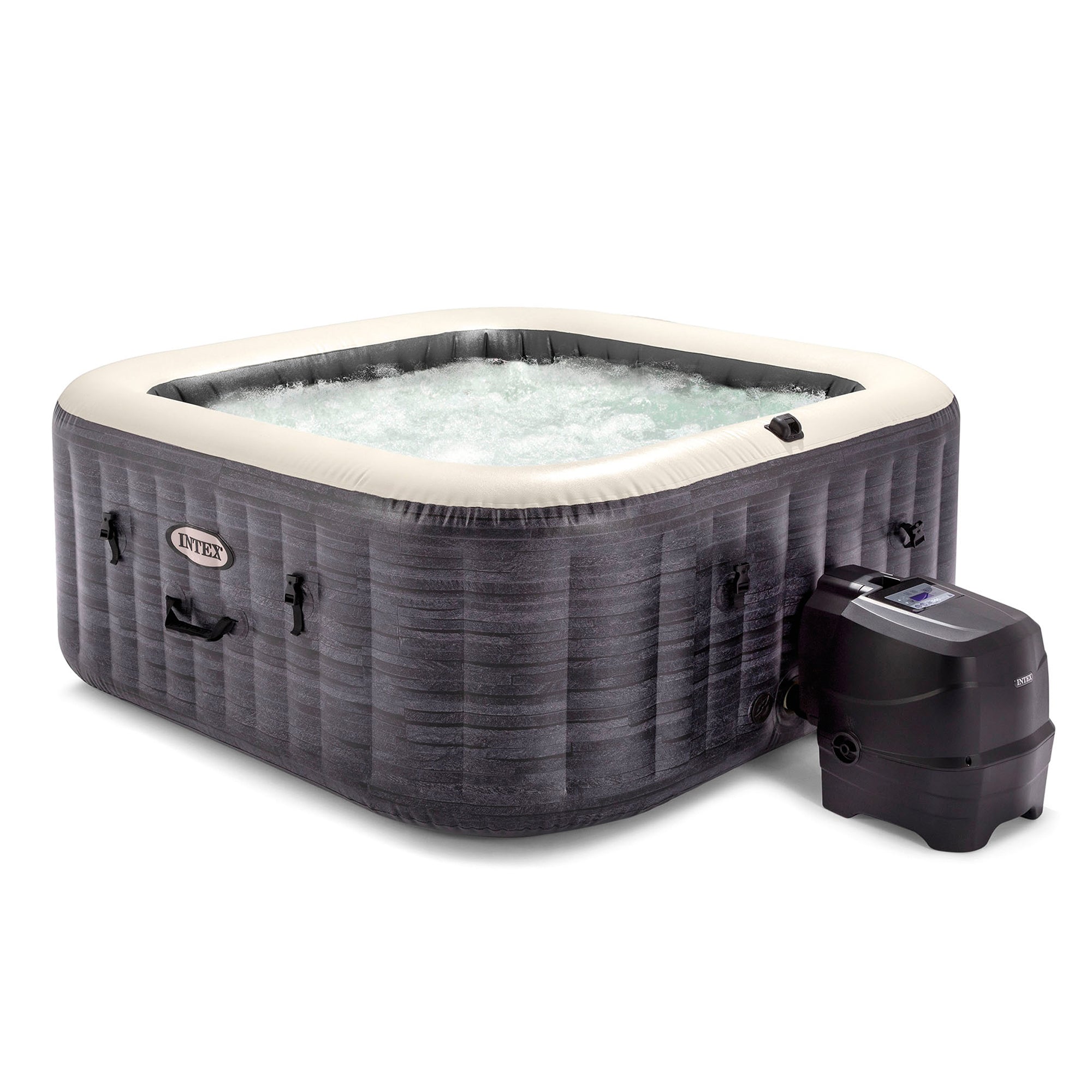 Intex PureSpa Plus Inflatable Square Hot Tub & Medium PureSpa Benches (2 Pack) - VMInnovations
