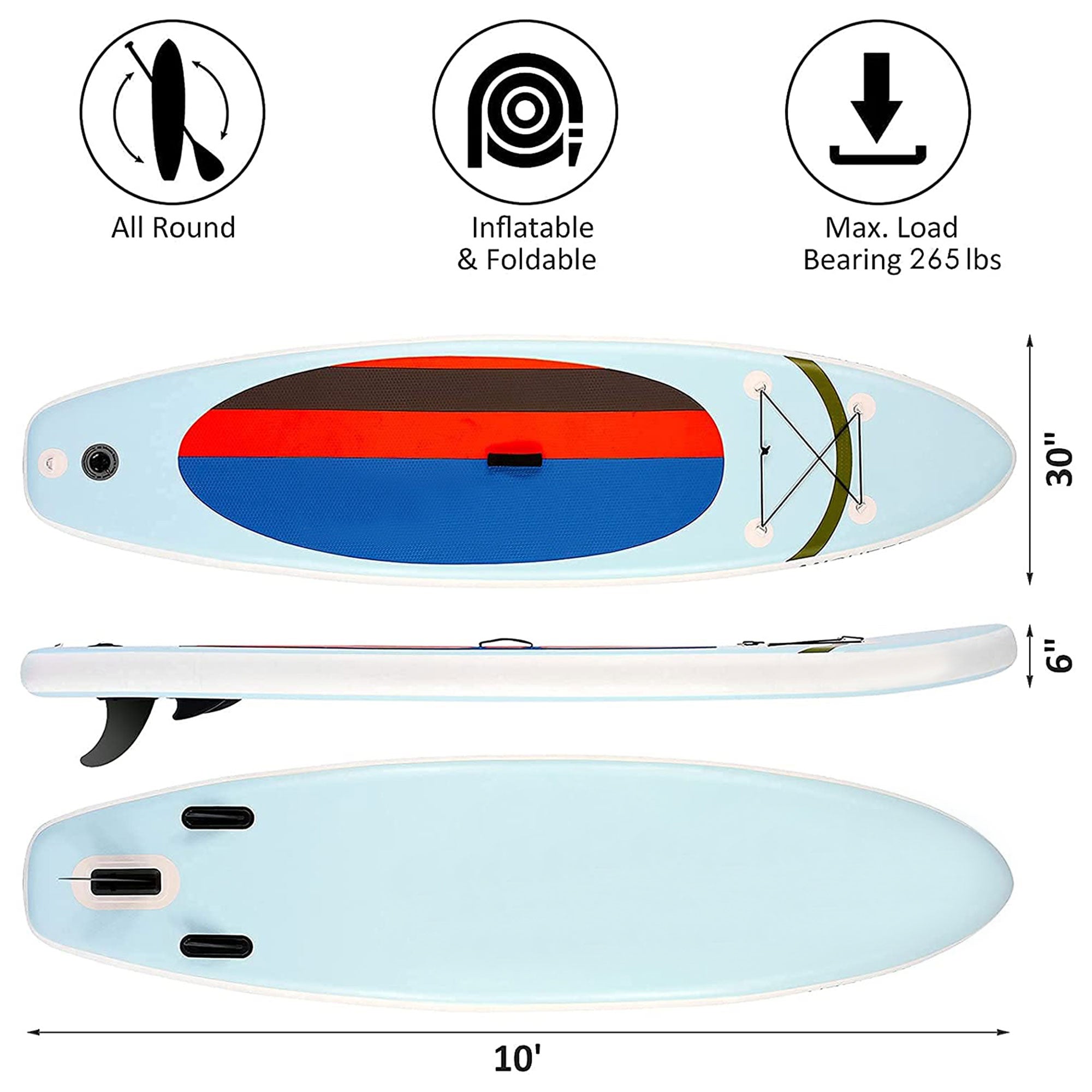 Ancheer 10 Ft Inflatable Stand Up Paddle Board with Bag & Accessories (Open Box)
