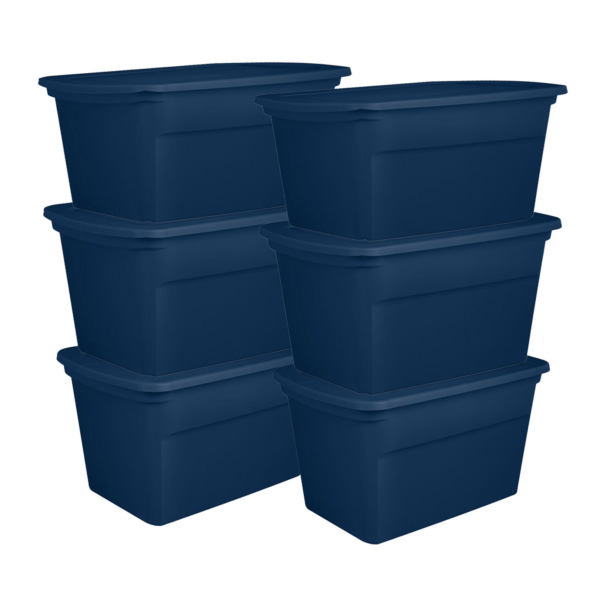 Sterilite Classic Lidded Stackable 30 Gal Storage Tote Container, Blue, 6 Pack - VMInnovations