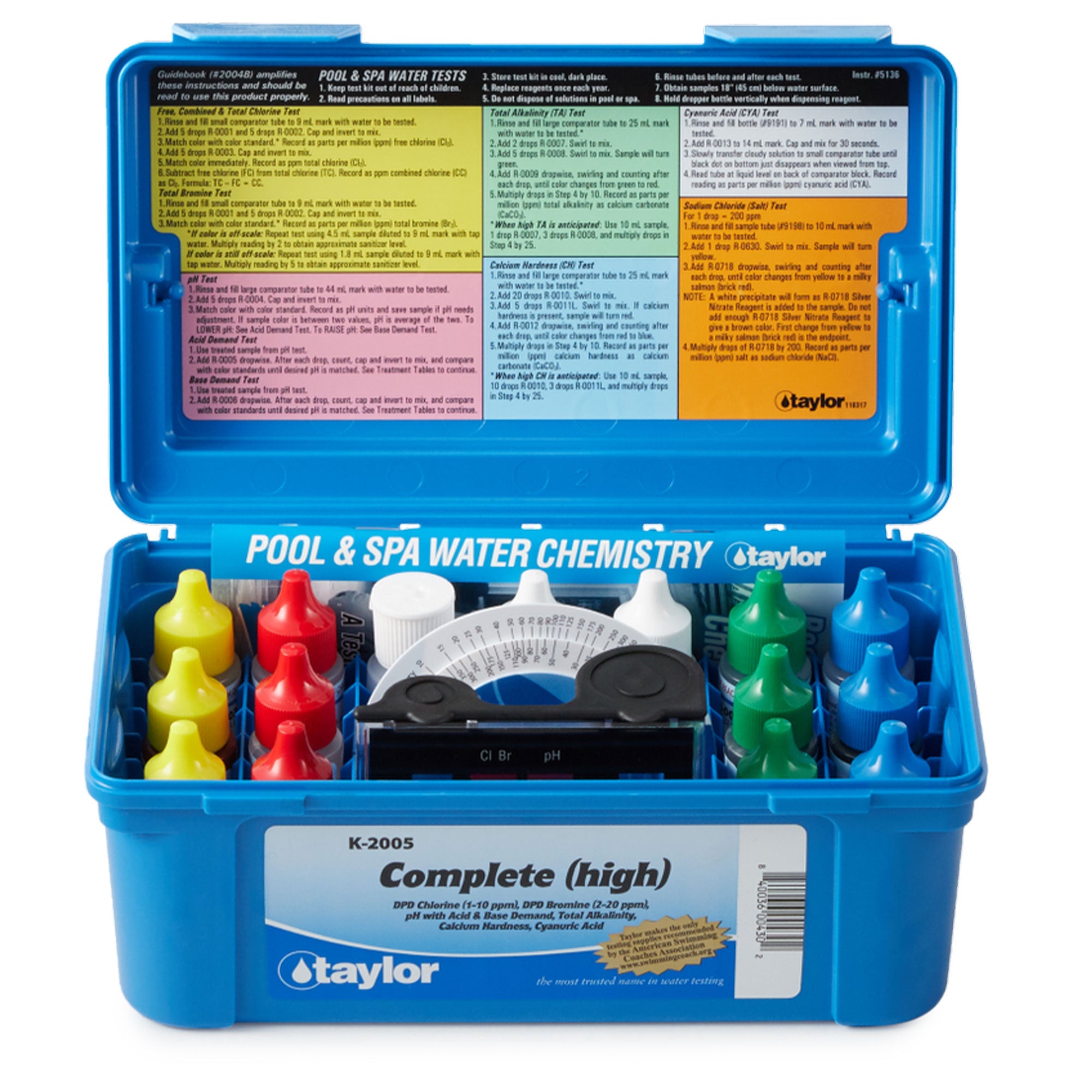 Taylor K2005 Swimming Pool Chlorine Bromine Alkalinity Hardness pH DP Test Kit - VMInnovations