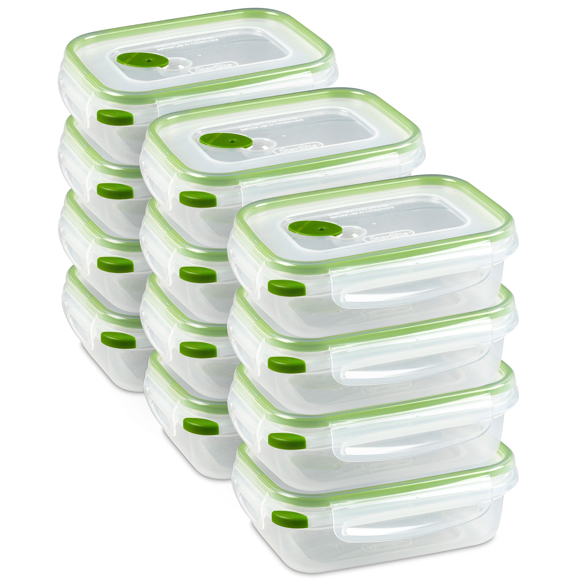 Sterilite 3.1 Cup Rectangular UltraSeal Food Storage Container, Green (12 Pack) - VMInnovations