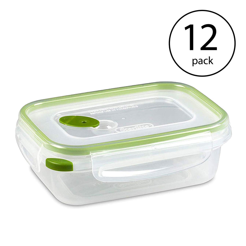 Sterilite 3.1 Cup Rectangular UltraSeal Food Storage Container, Green (12 Pack)