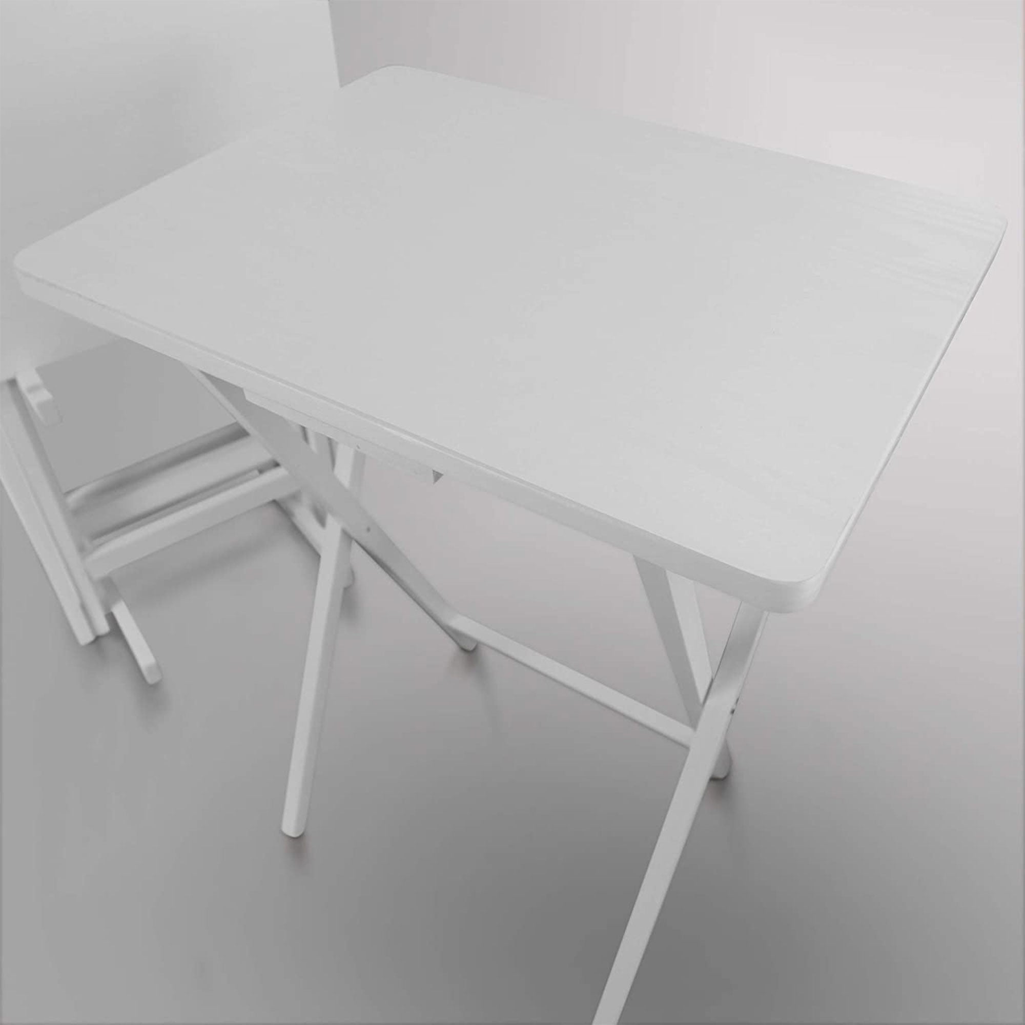 Casual Home Solid Wood Folding Tray Table with Storage Stand, 4 Piece Set (Used) - VMInnovations