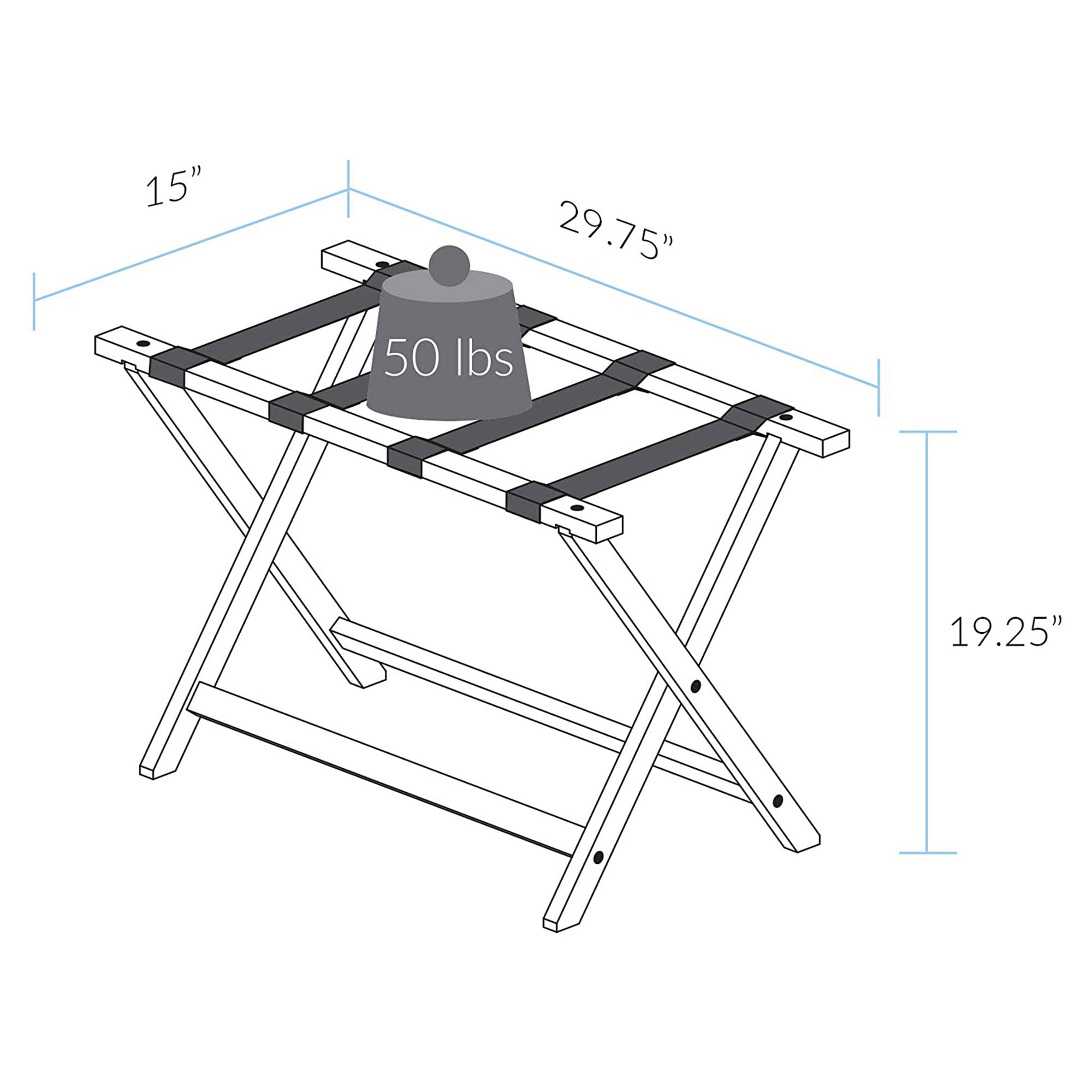 Casual Home 30 Inch Wide Heavy Duty Extra Wide Foldable Luggage Rack, Espresso