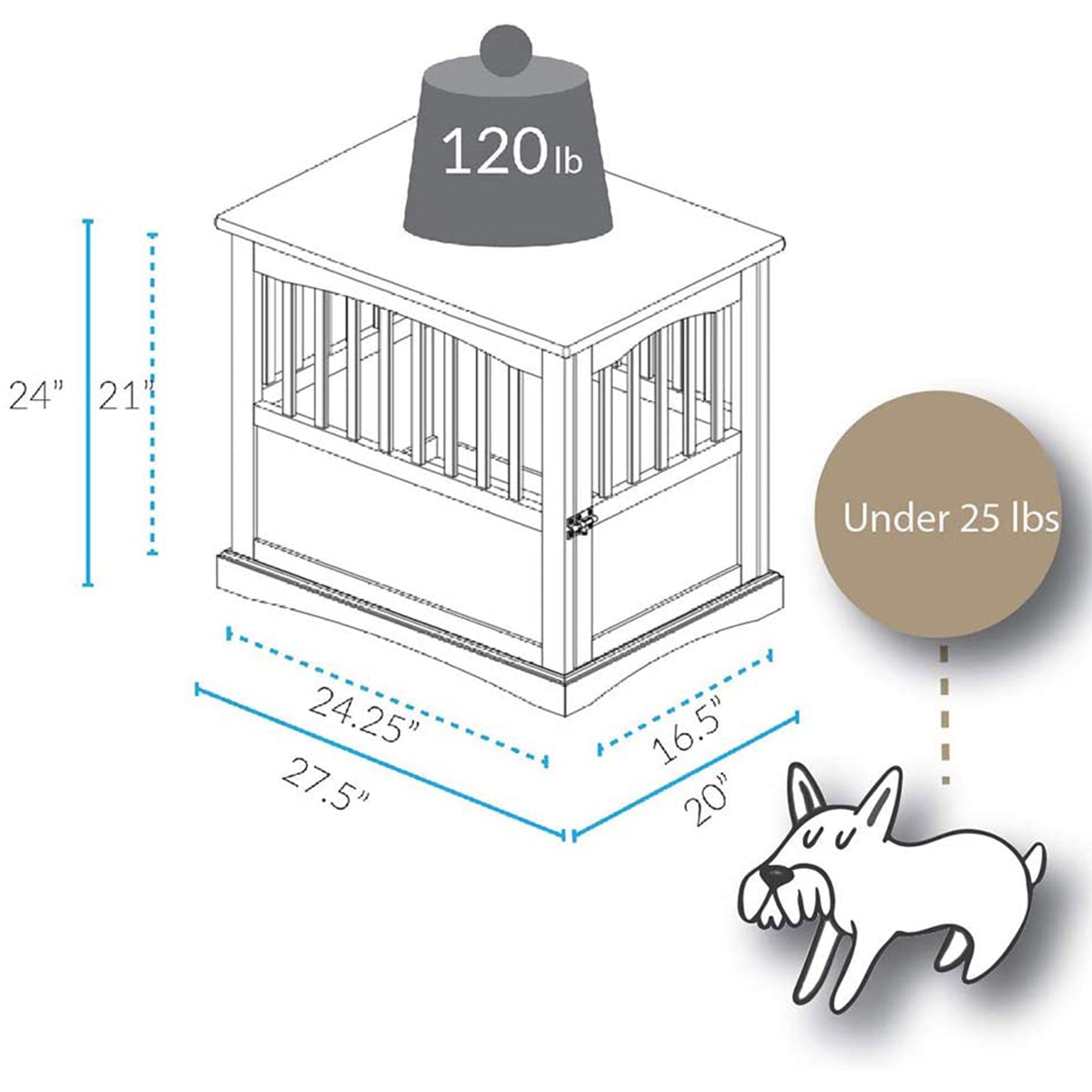 Casual Home Medium Wooden Pet Crate Dog House End Table Night Stand (Open Box) - VMInnovations