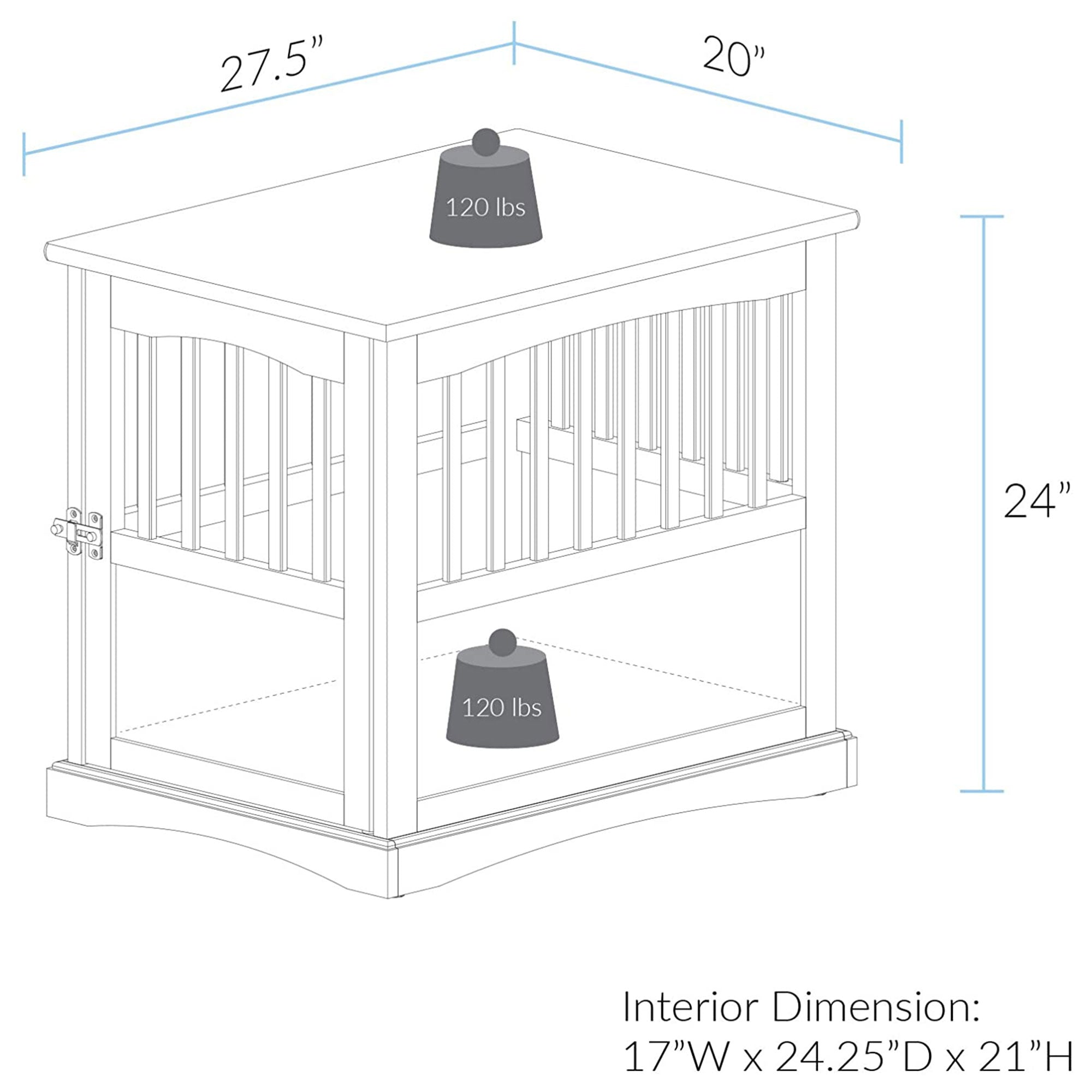 Casual Home Medium Wooden Pet Crate Dog House End Table Night Stand (Open Box) - VMInnovations