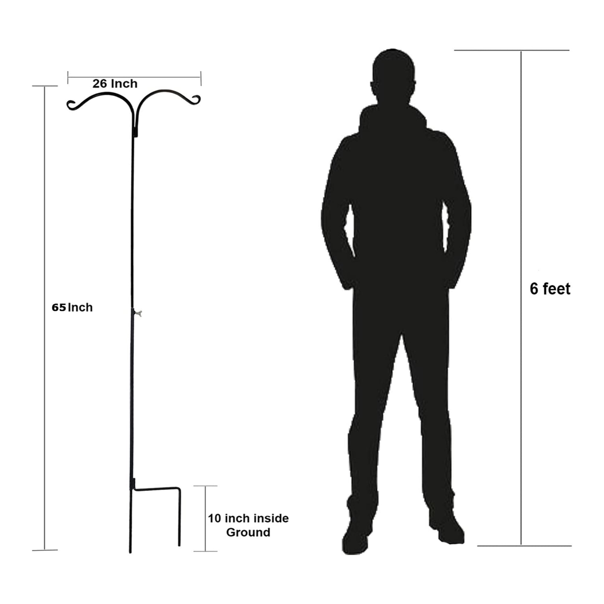 Ashman Premium Steel Ground Stake Shepherd's Hook 65 Inch Dual Sided (Open Box) - VMInnovations