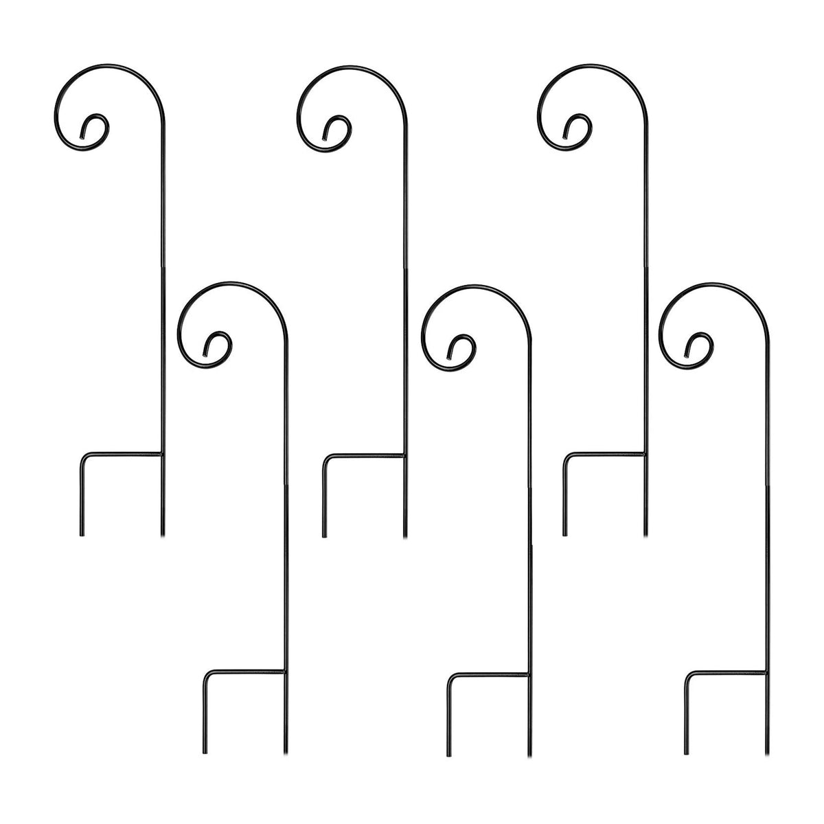 Ashman 36 Inch Curled Shepherd's Hook Premium Metal Garden Plant Hanger (6 Pack)