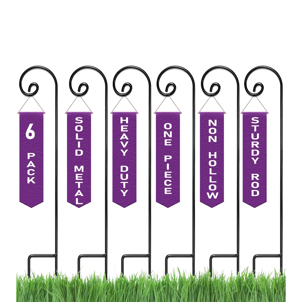 Ashman 36 Inch Curled Shepherd's Hook Premium Metal Garden Plant Hanger (6 Pack)