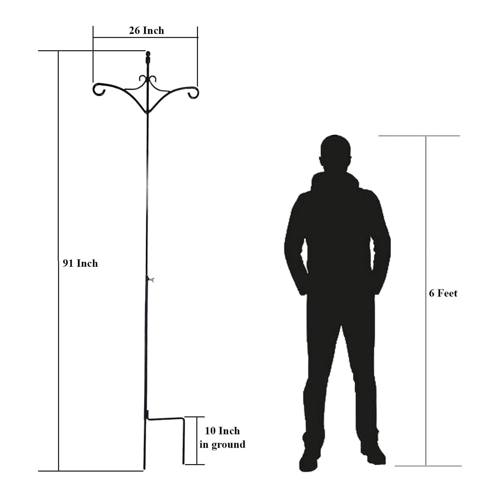 Ashman Adjustable Steel Ground Shepard's Hook 91 In 2 Sided, Blk, 1 Pack (Used) - VMInnovations