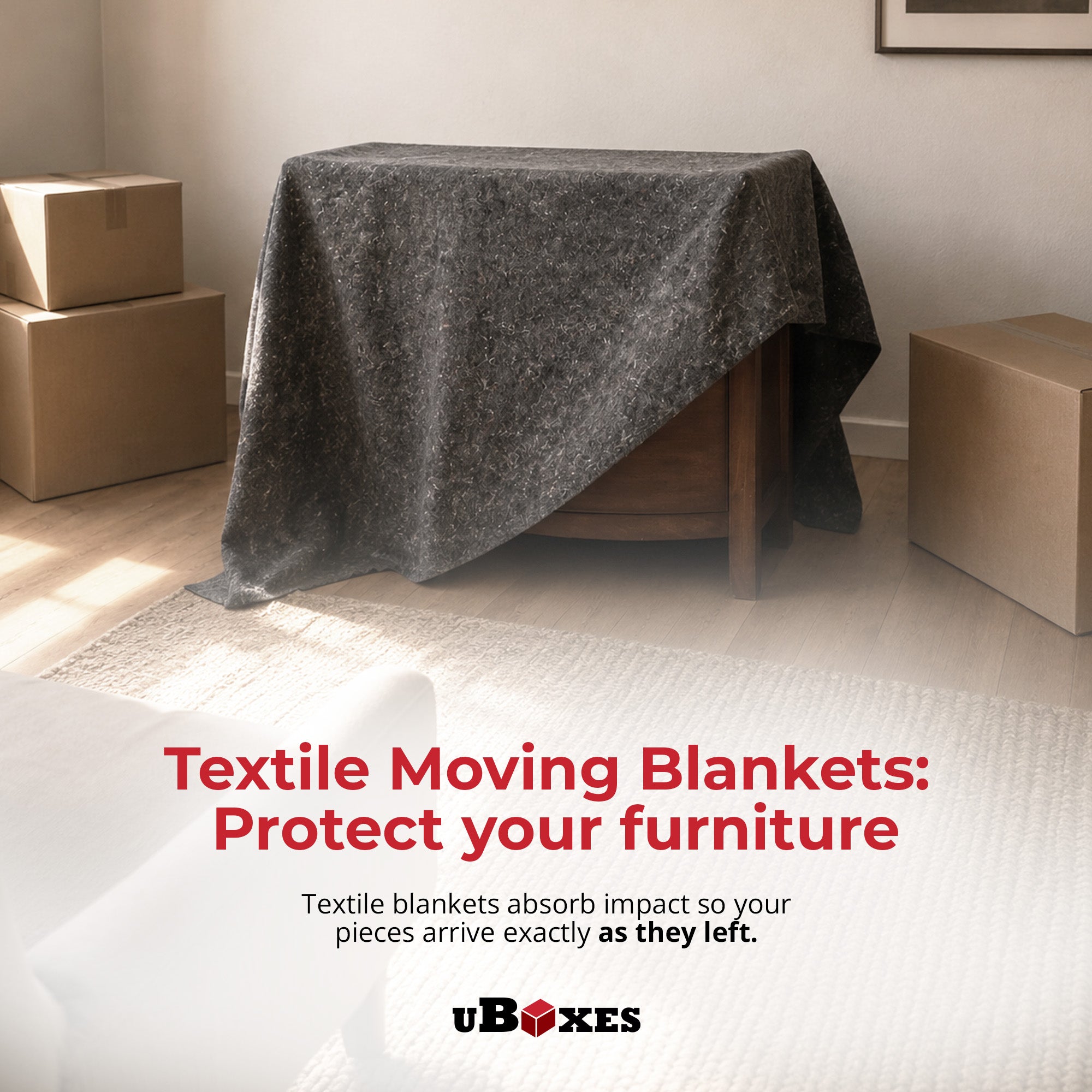uBoxes 72 x 54 Inch Textile Cotton Fiber Packing Moving Blankets, Gray (24 Pack) - VMInnovations