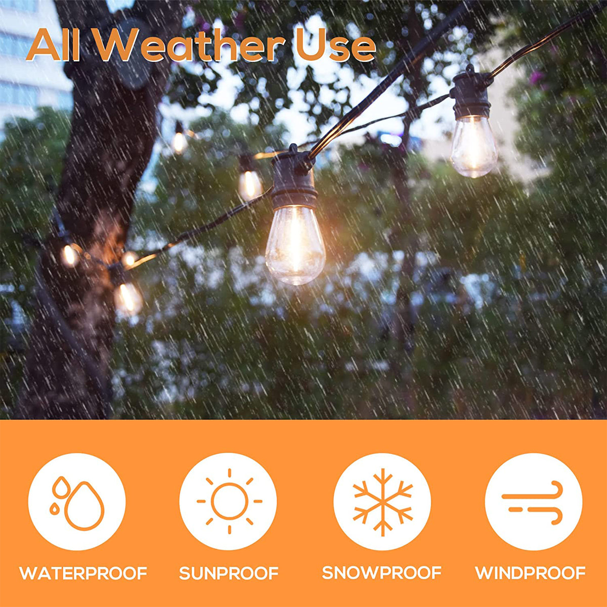 Banord LED 48 Foot 1 Watt String Lights, 16 Shatterproof Bulbs (Open Box)