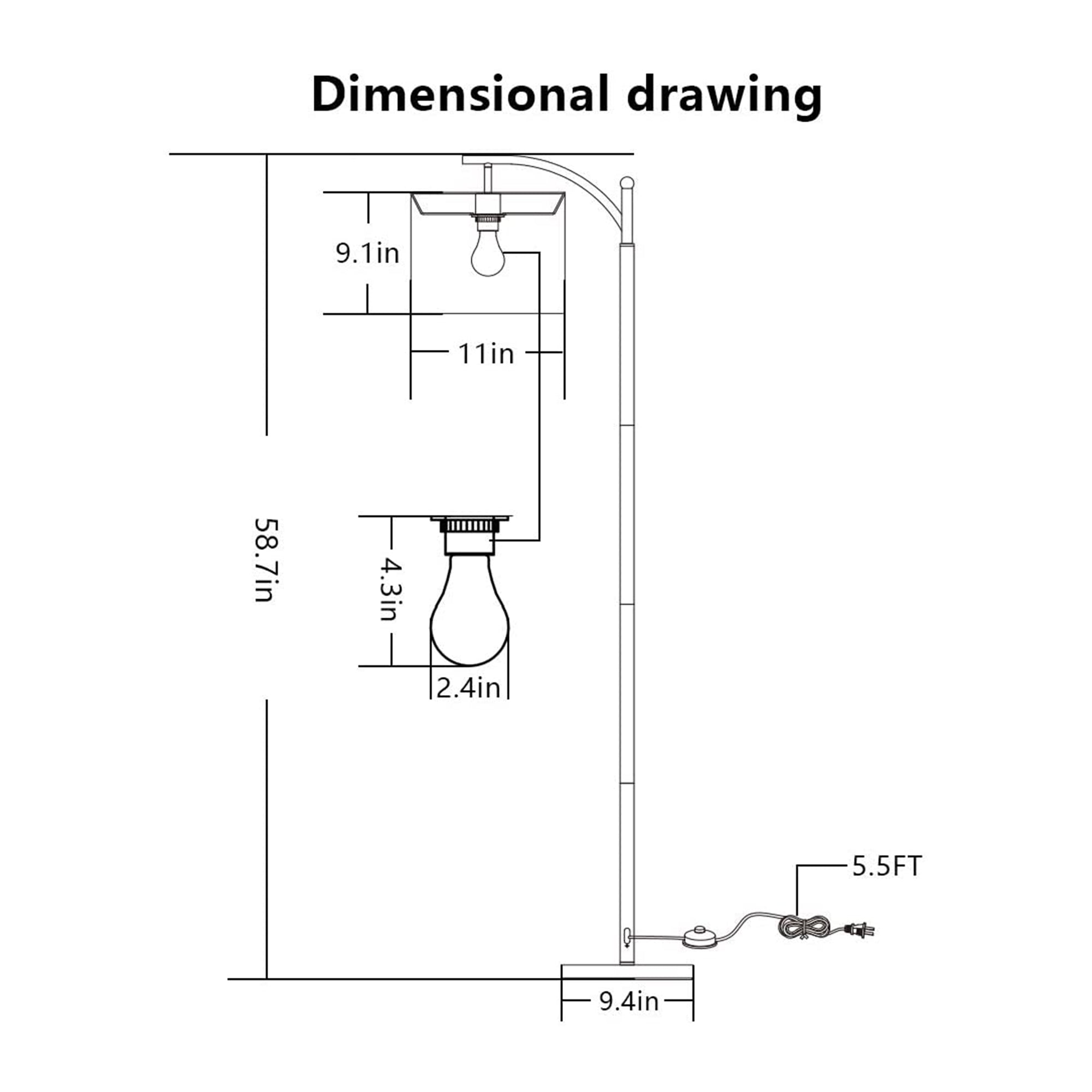 Banord 58.7 Inch LED Standing Floor Lamp w/ 6W 3000K LED Bulb for Any Room(Used) - VMInnovations