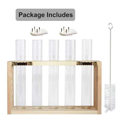 Banord Wall Hanging Glass Terrarium Planters with 5 Test Tubes, Natural (3 Pack)
