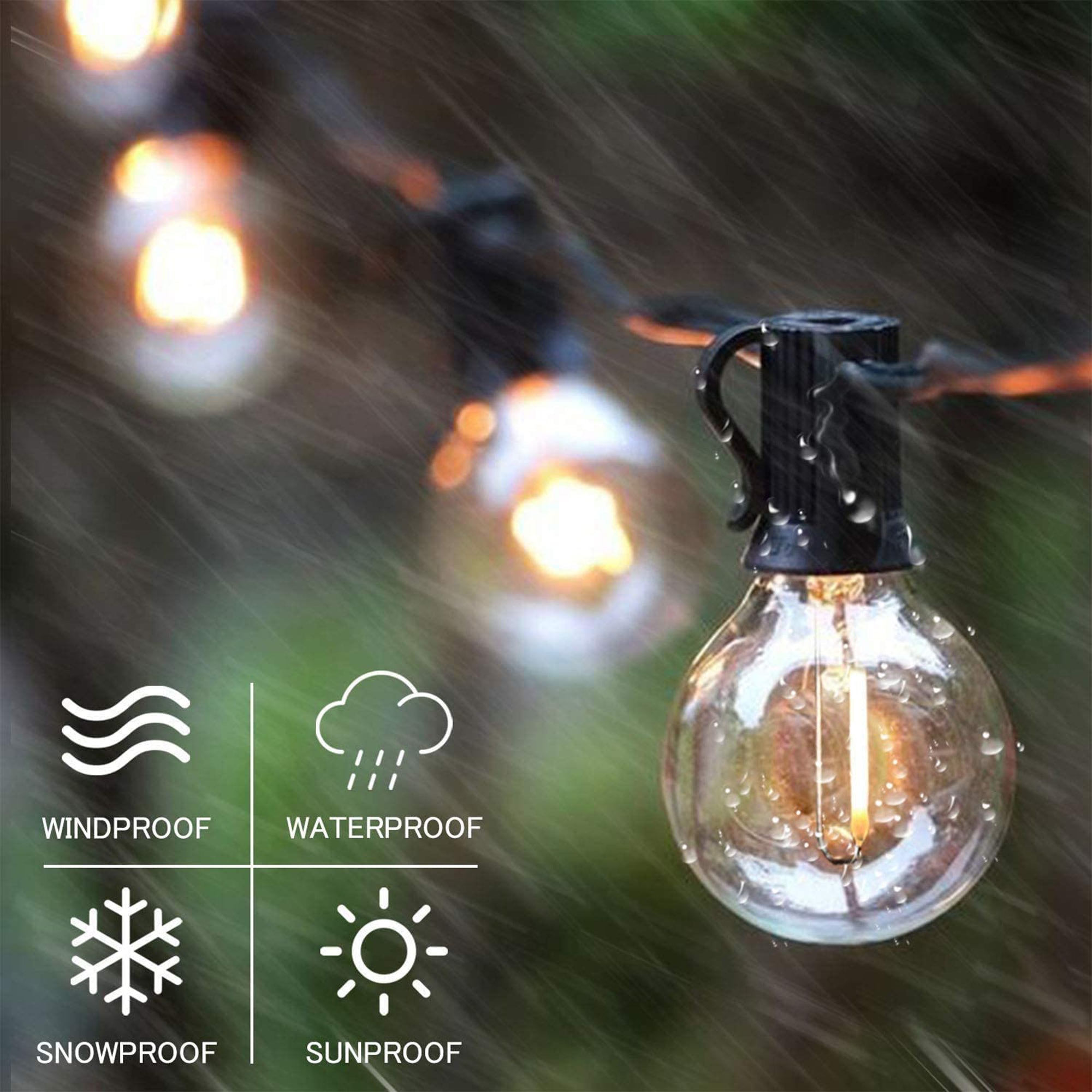 Banord LED 97 Foot Outdoor Solar String Lights, 43 Shatterproof Bulbs, (3 Pack)