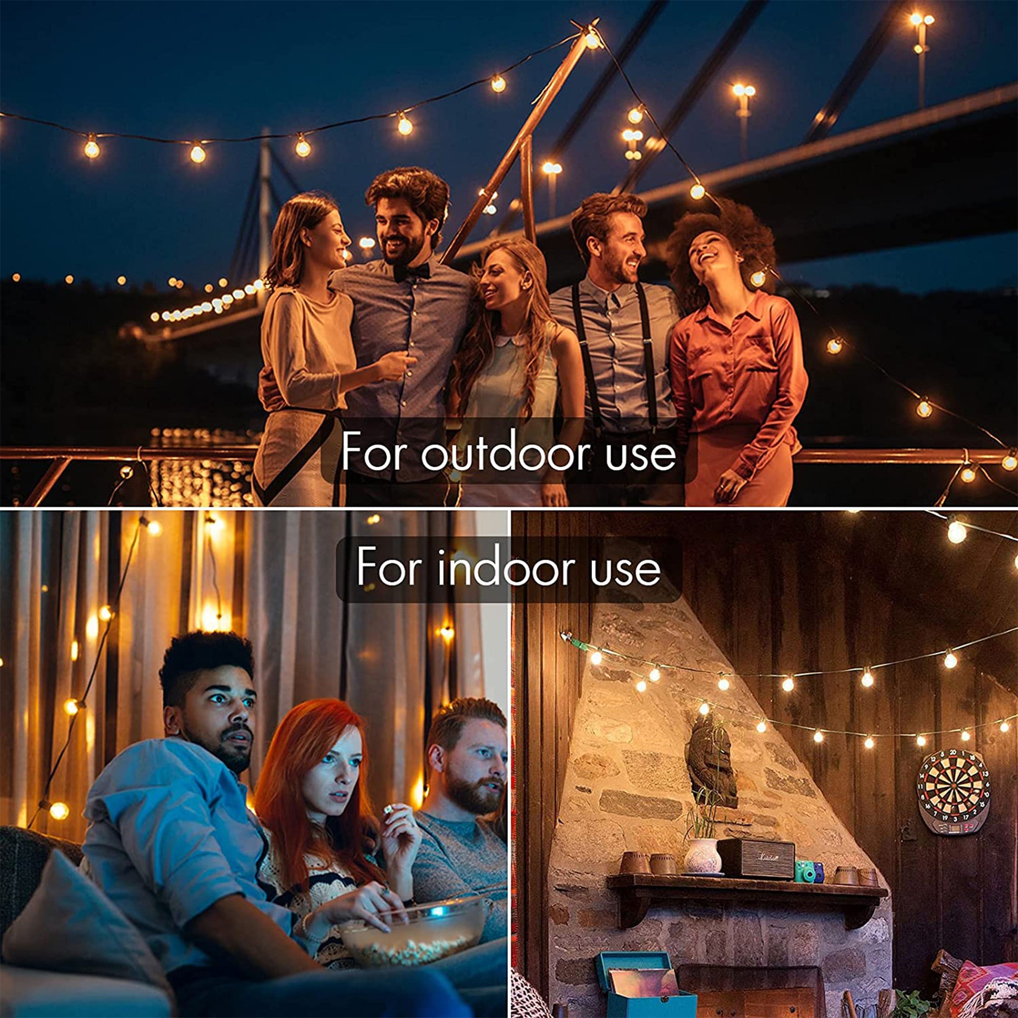 Banord LED 27 Ft 13W Smart String Lights, 13 Shatterproof Outdoor Bulbs (3 Pack)