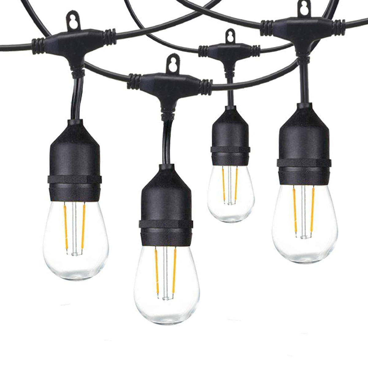 Banord LED 48 Foot String Lights, 16 Warm White Bulbs for Outdoor Use, 4 Pack