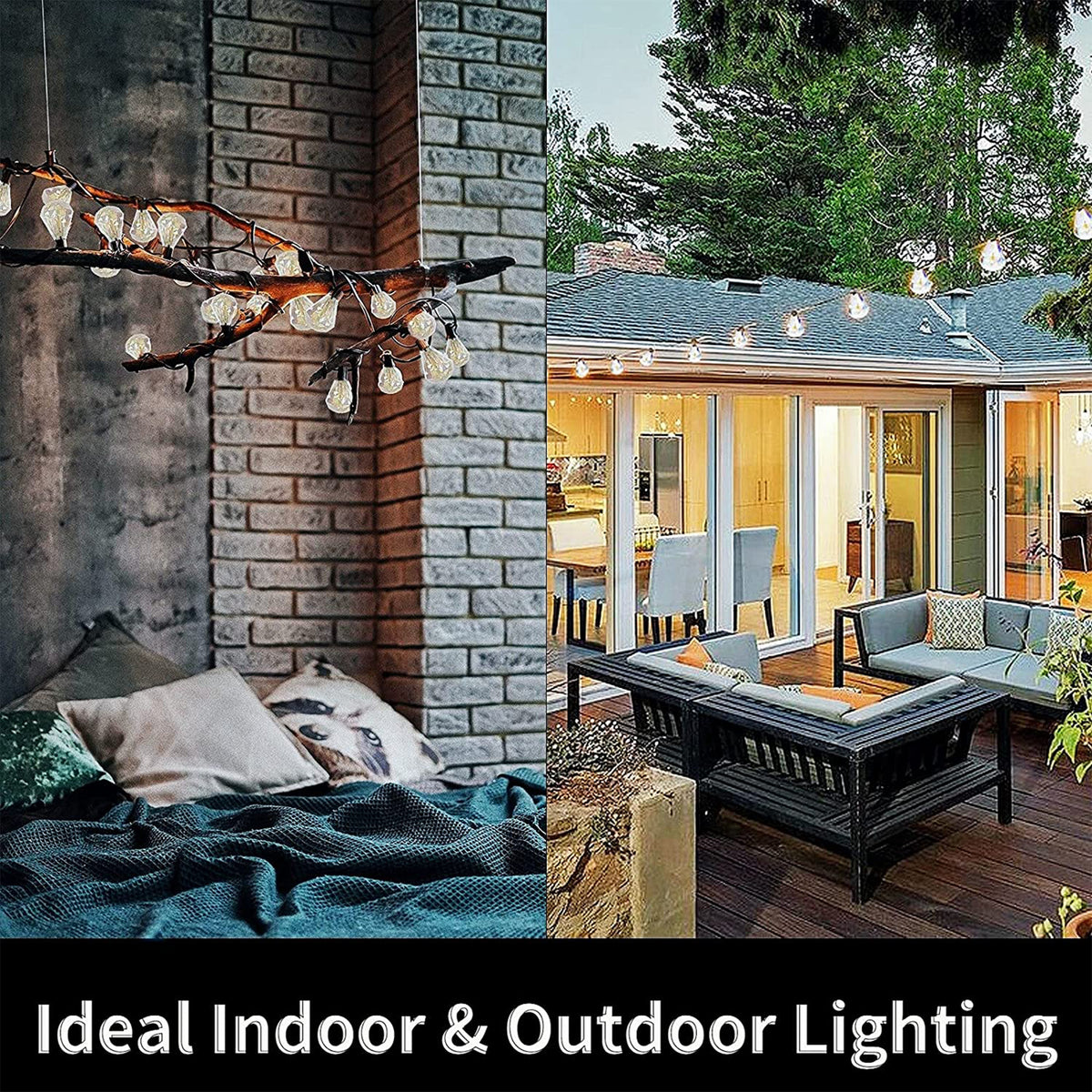 Banord LED 97 Foot Diamond String Lights, 48 Shatterproof Bulbs for Outdoor Use