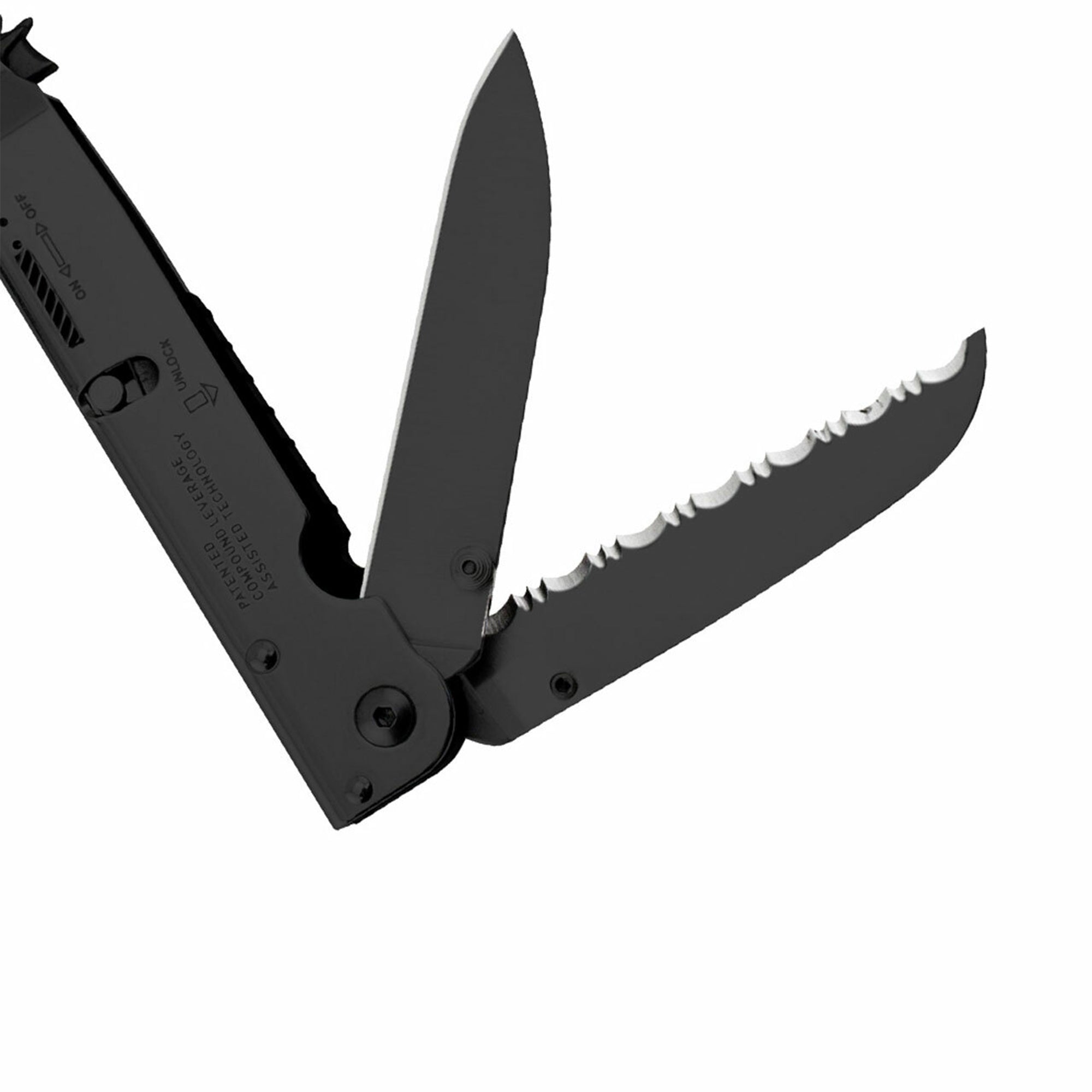SOG Power Assist Stainless Steel Folding Knife 16 Attachment Multi Tool, Black - VMInnovations
