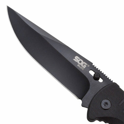 SOG Salute 3.63 Inch Folding Flipper Pocket Tactical Knife w/ Thumb Stud, Black