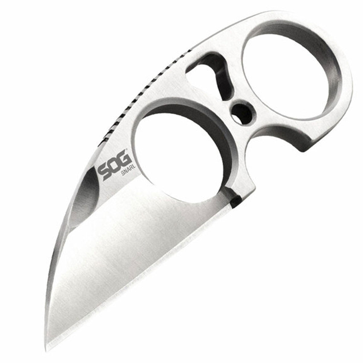 SOG Snarl 2.3 In Stainless Steel Sheepsfoot Fixed Blade Knife w/ Gripping Holes - VMInnovations