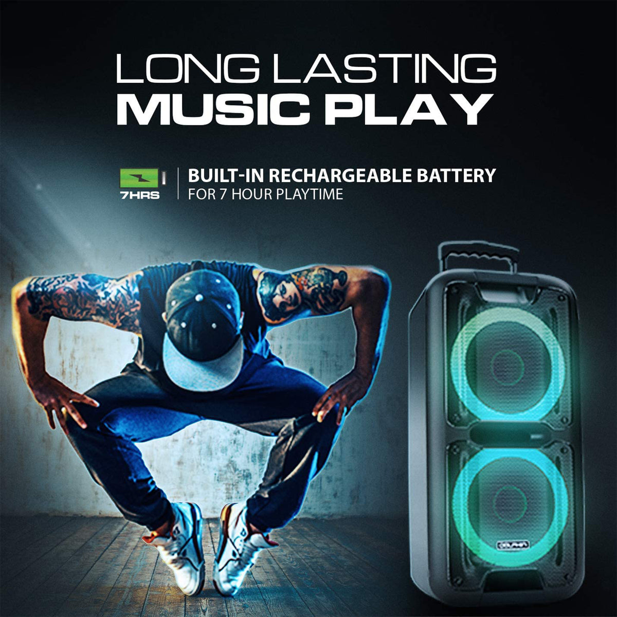 Dolphin SP 2100RBT Portable Rechargeable Bluetooth Party Speaker with LED Lights