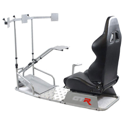 GTR Simulator Racing Game Frame w/ GTS-F Simulation Gaming Chair, Midnight Black