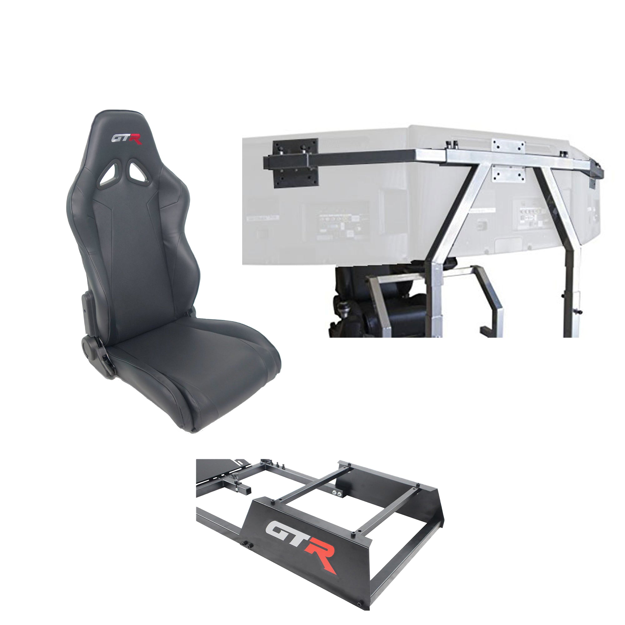 GTR Simulator Driving Simulator Cockpit w/3 24in Monitor Stands & Gaming Chair