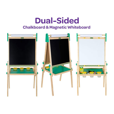 Crayola Kids Dual Sided Wooden Art Easel with Chalkboard and Dry Erase Supplies