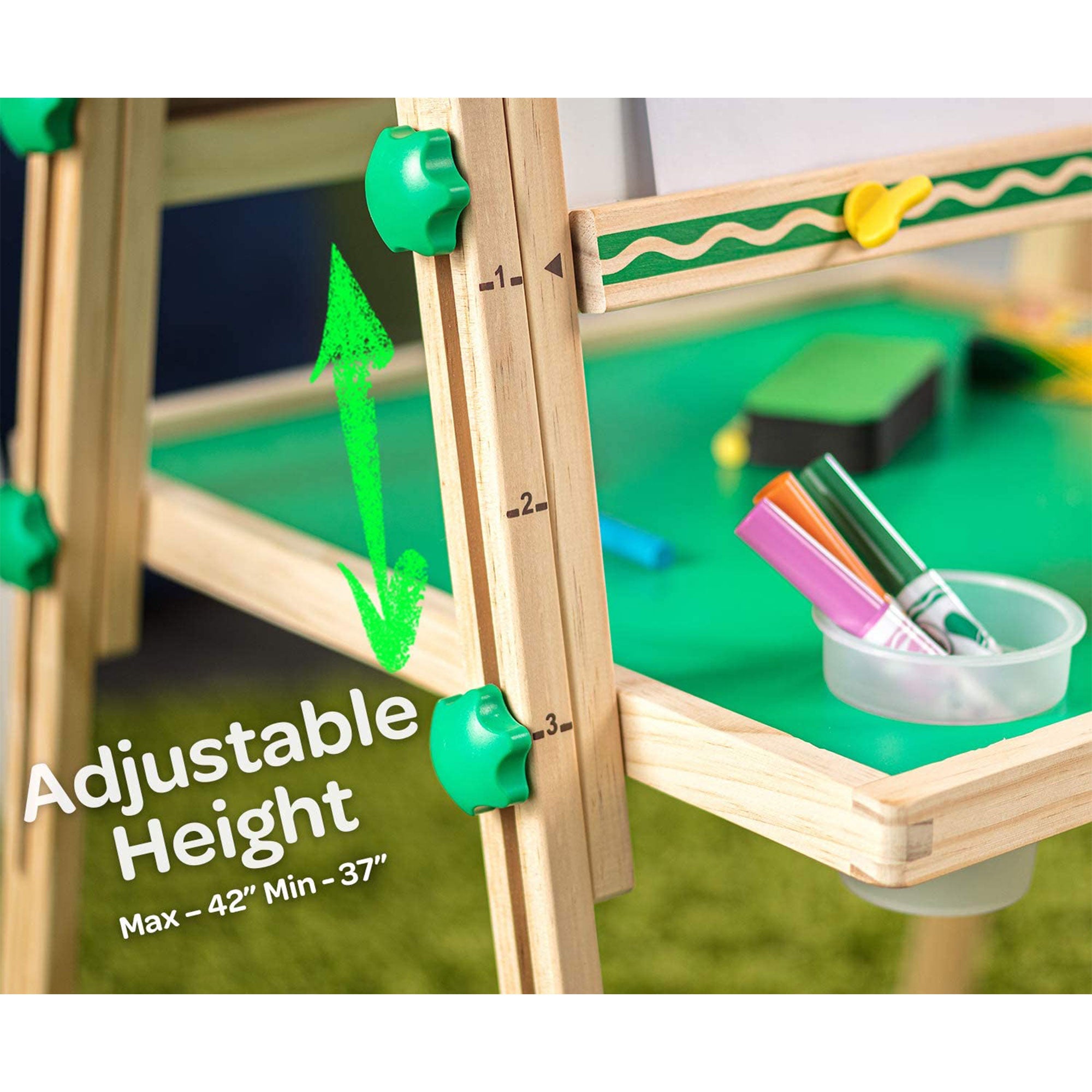 Crayola Dual Sided Wooden Art Easel w/Chalkboard & Dry Erase Supplies(For Parts)