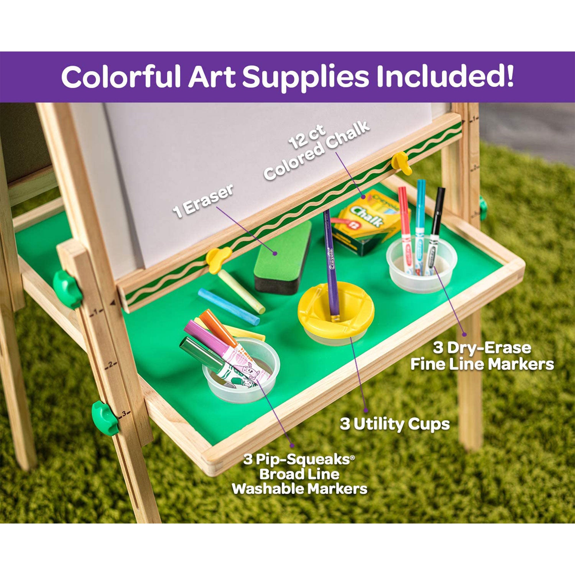 Crayola Kids Dual Sided Art Easel with Chalkboard and Dry Erase Supplies (Used) - VMInnovations