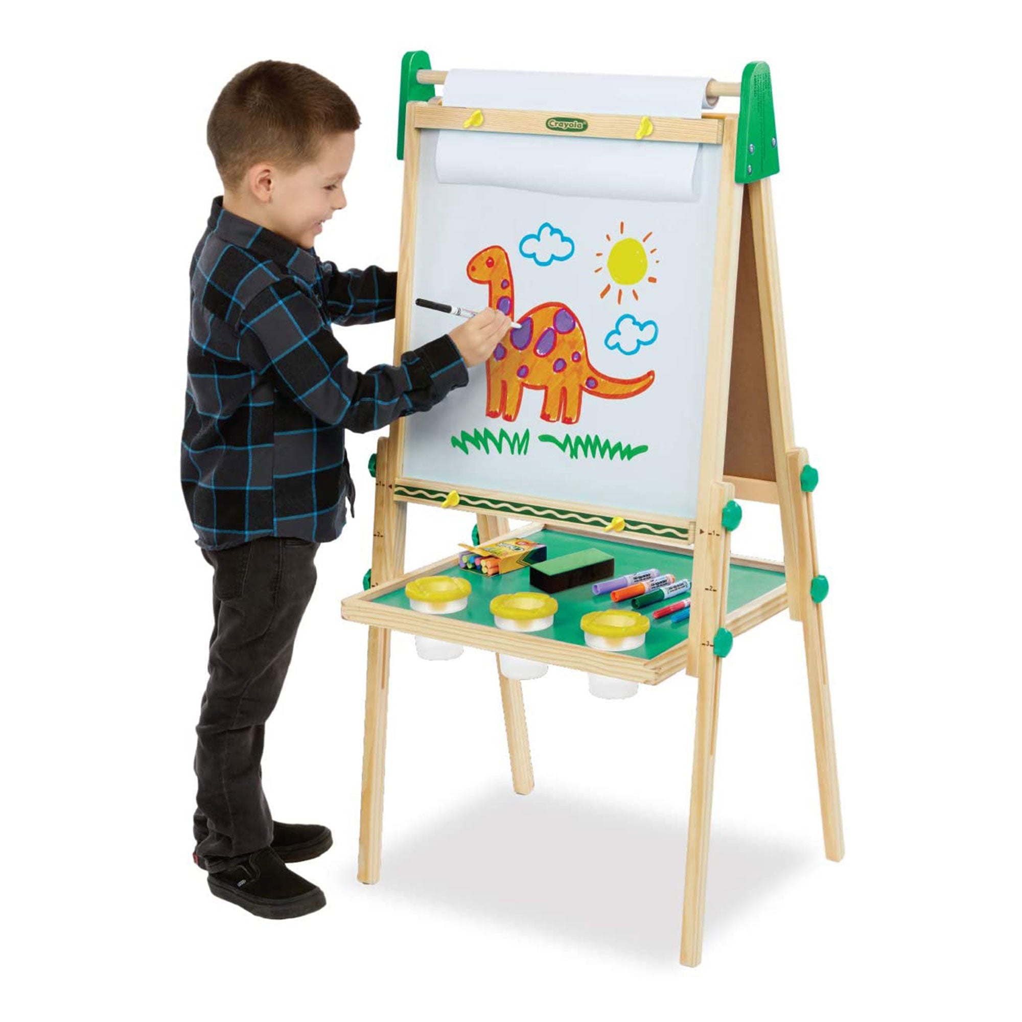 Crayola Kids Dual Sided Art Easel with Chalkboard and Dry Erase Supplies (Used) - VMInnovations