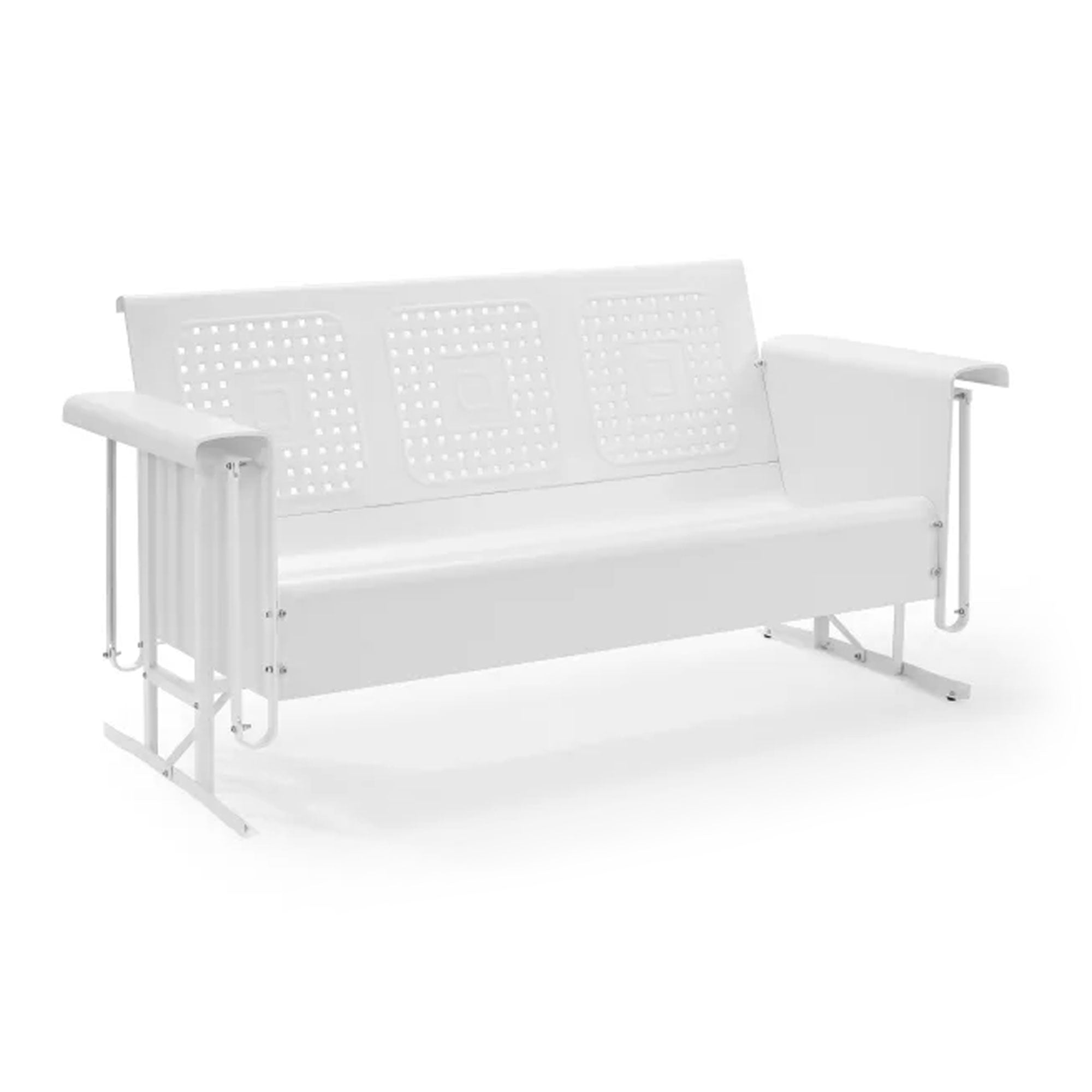 Crosley Bates Sofa Glider Steel Basket Weave Design Rocking Lounger, White Gloss