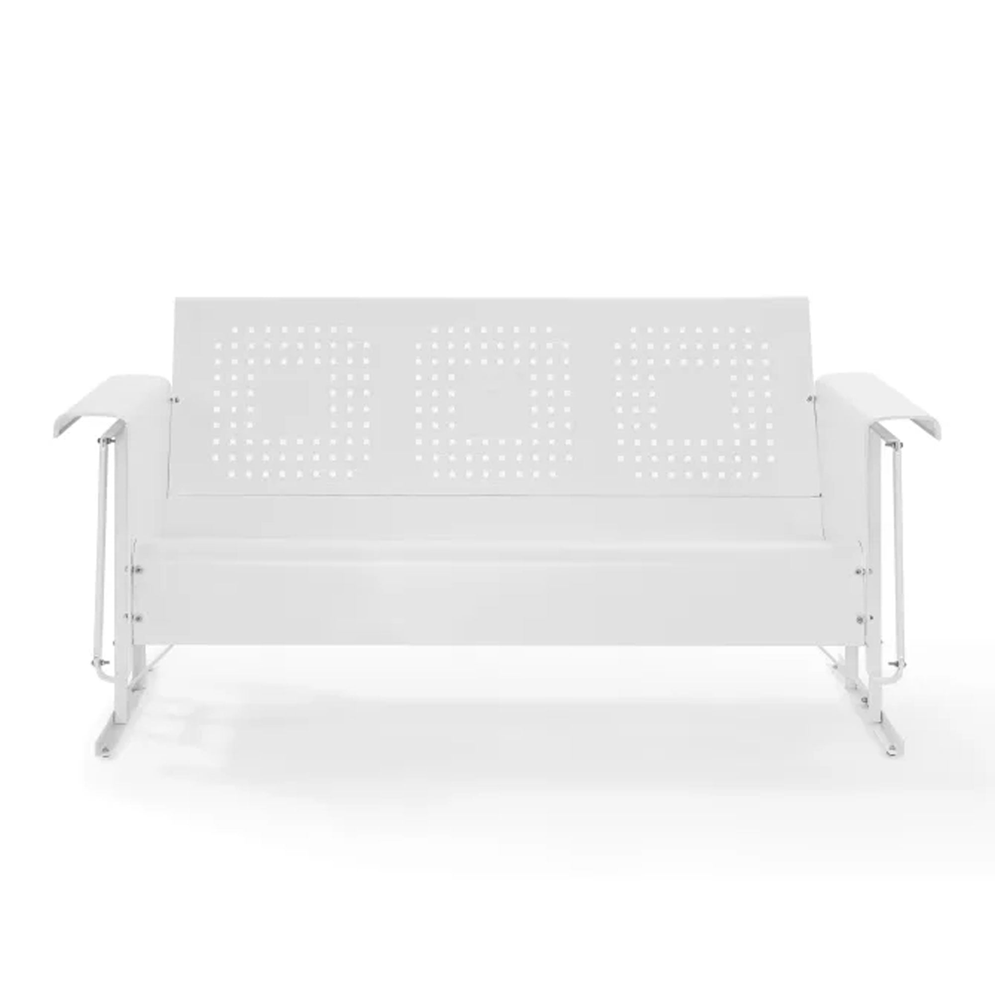 Crosley Bates Sofa Glider Steel Basket Weave Design Rocking Lounger, White Gloss