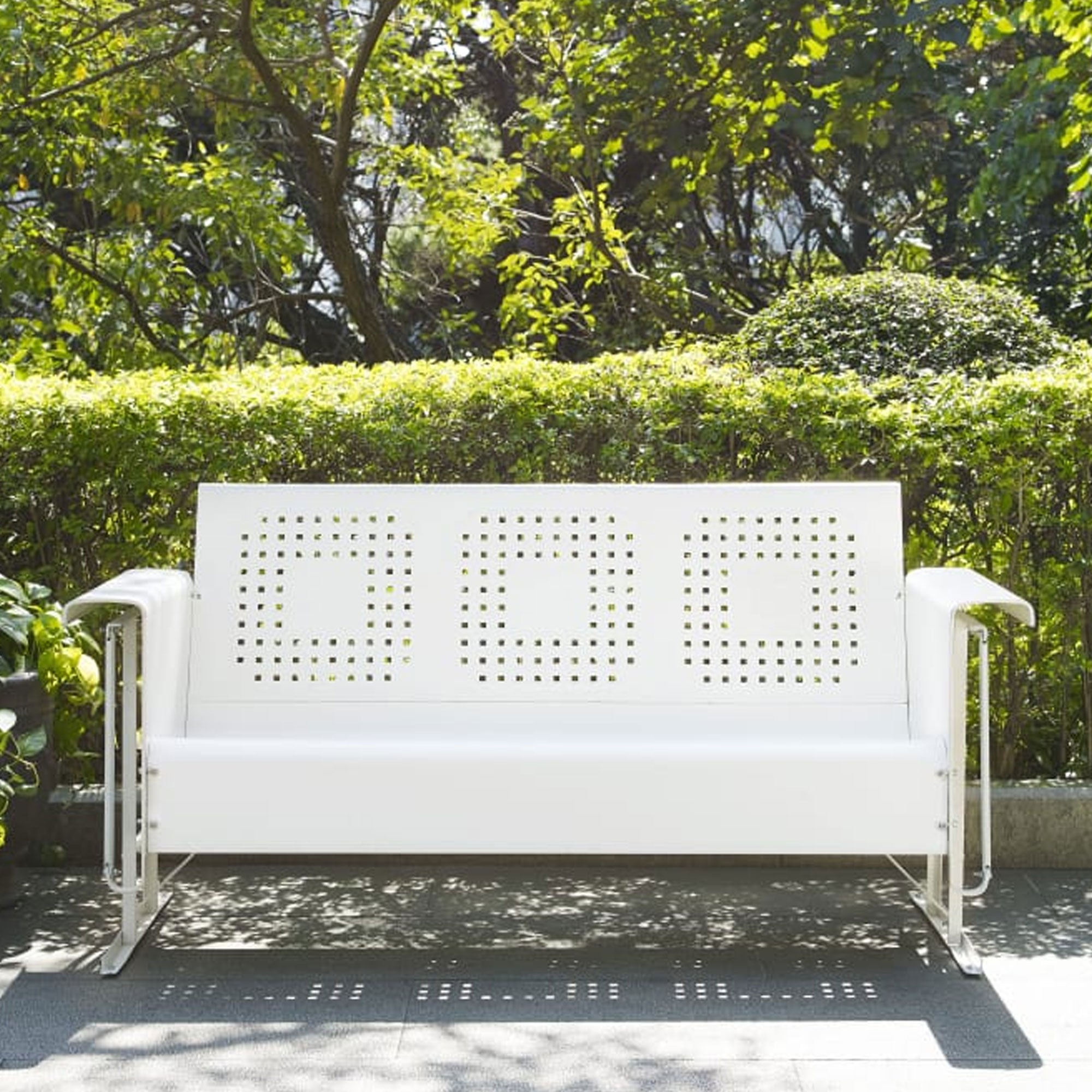 Crosley Bates Sofa Glider Steel Basket Weave Design Rocking Lounger, White Gloss