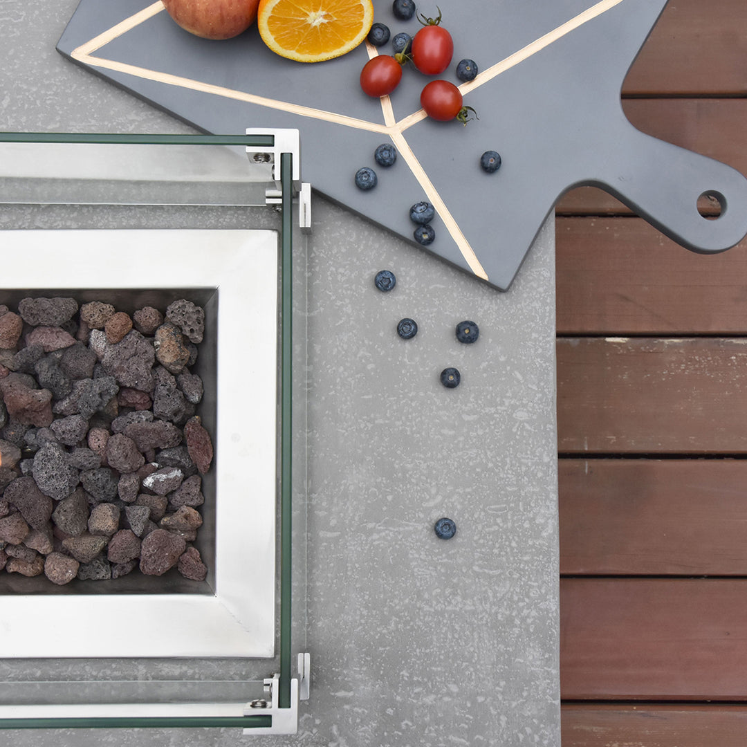 Elementi Manhattan 56 In Concrete Outdoor 45,000 BTU Natural Gas Fire Pit Table - VMInnovations