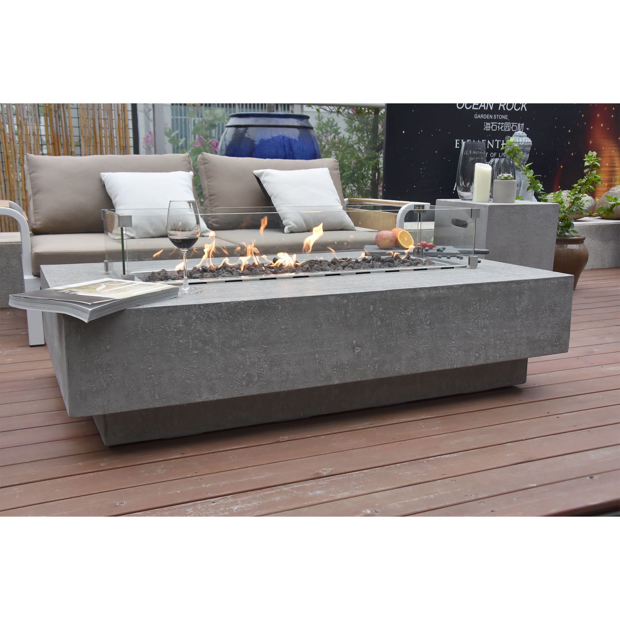 Elementi Hampton 56" Concrete 45,000 BTU Liquid Propane Fire Pit Table (Used)