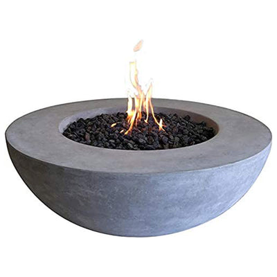 Elementi Natural Gas Concrete Lunar Bowl Fire Pit w/ Auto Ignition, Clean Flame