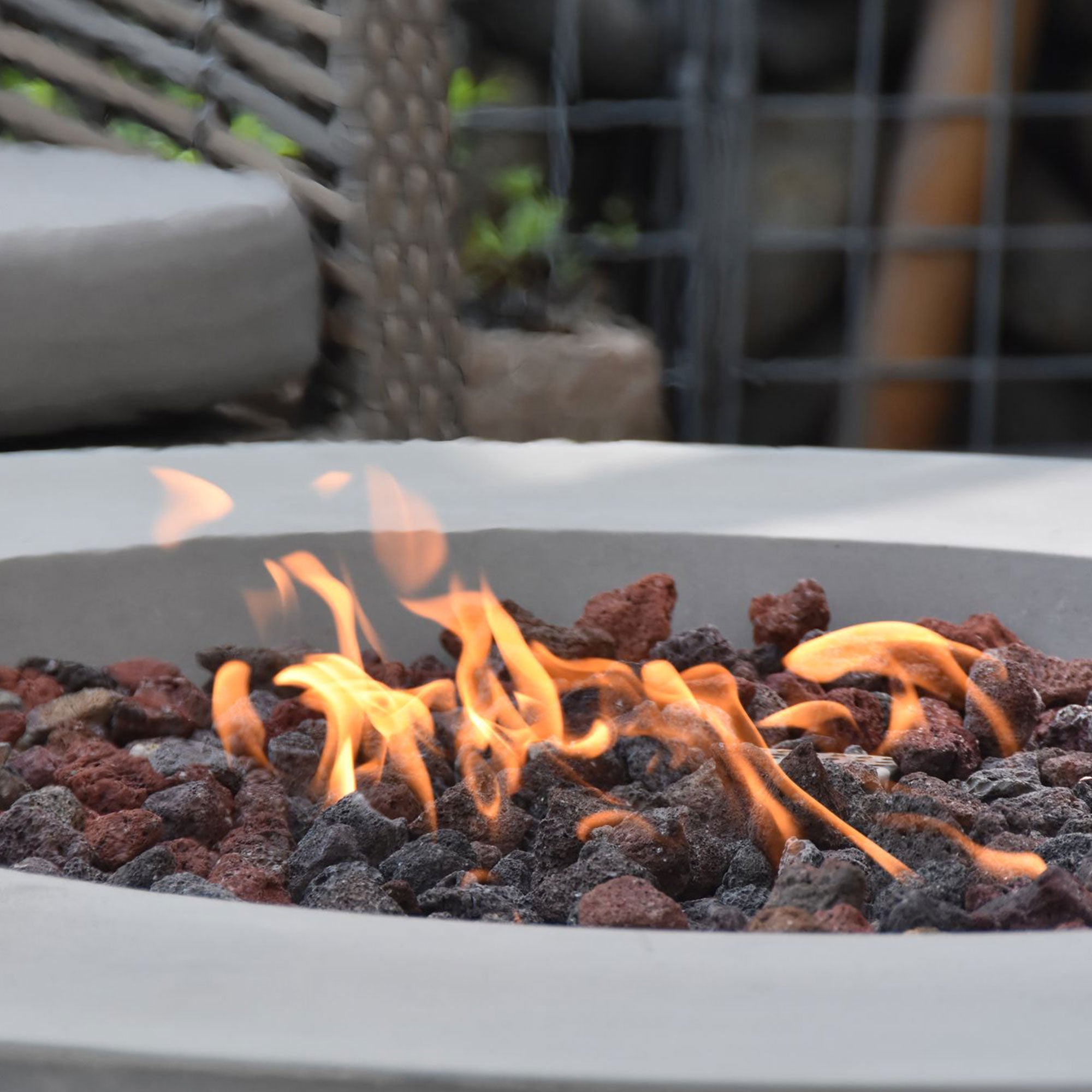Elementi Natural Gas Concrete Lunar Bowl Fire Pit w/ Auto Ignition (For Parts) - VMInnovations