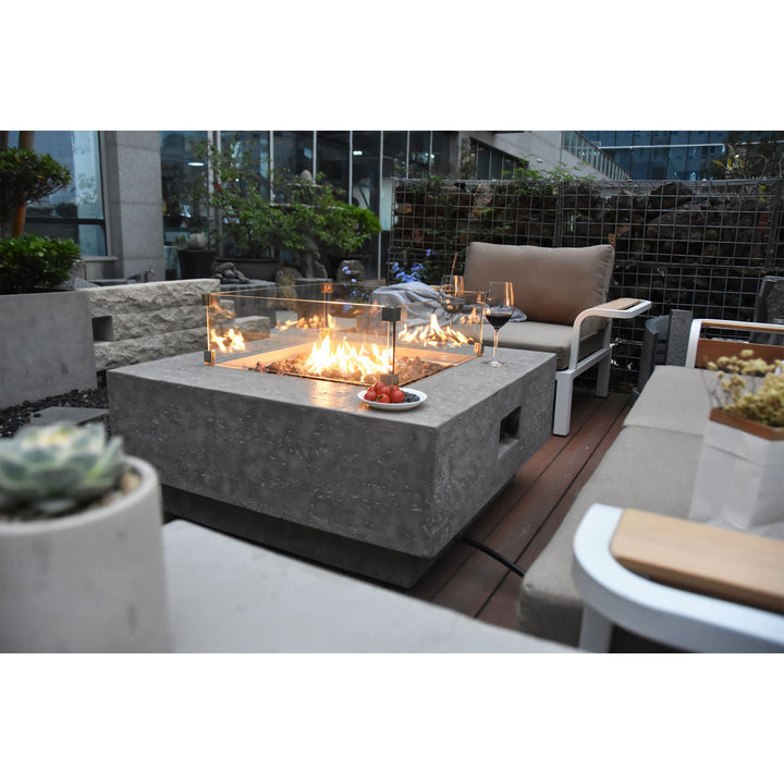 Elementi Manhattan 36" Concrete Outdoor 45,000 BTU Liquid Propane Fire Pit Table - VMInnovations