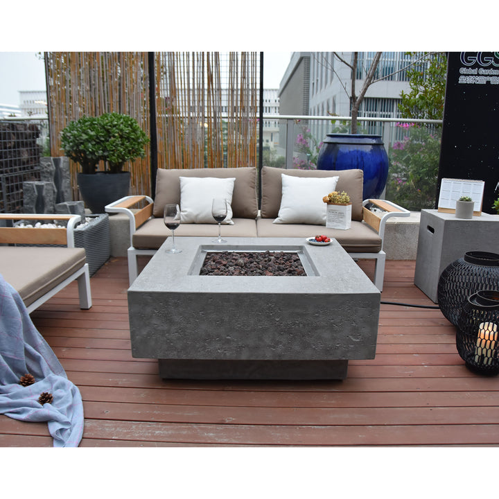 Elementi Manhattan 36" Concrete Outdoor 45,000 BTU Liquid Propane Fire Pit Table - VMInnovations