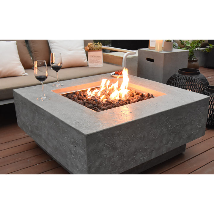 Elementi Manhattan 36" Concrete Outdoor 45,000 BTU Liquid Propane Fire Pit Table - VMInnovations