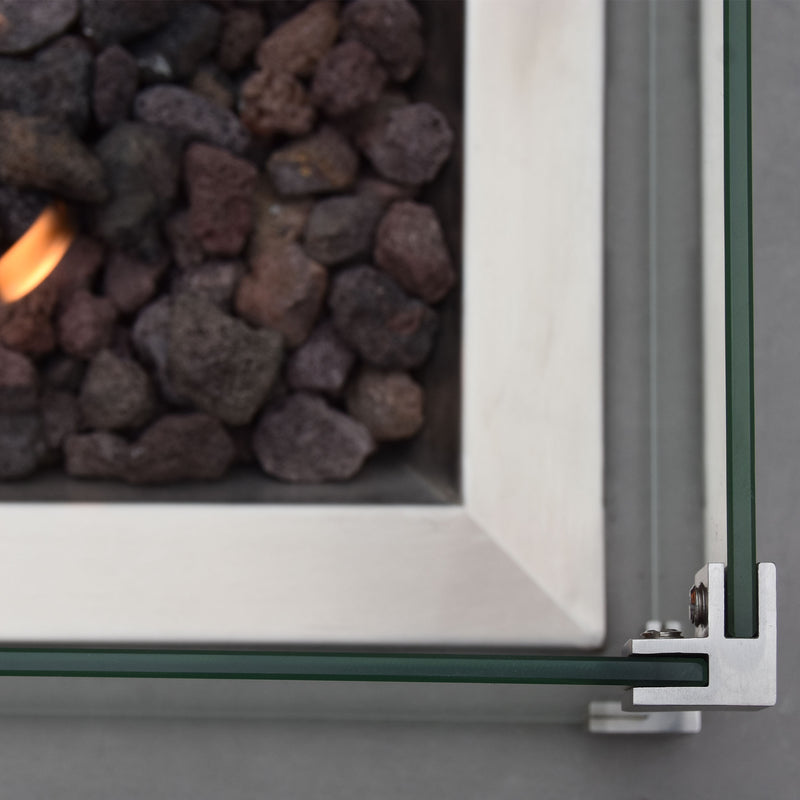 Elementi 44 Inch Rectangle Temper Glass Wind Screen for Manhattan Fire Pit Table